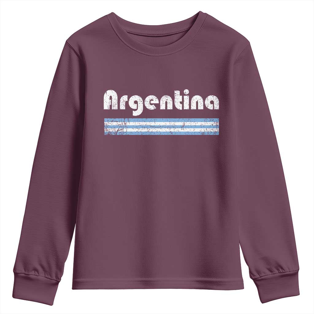 Vintage Argentina Retro Distressed Graphic Youth Sweatshirt Patriotic Argentine Heritage Pride Souvenir