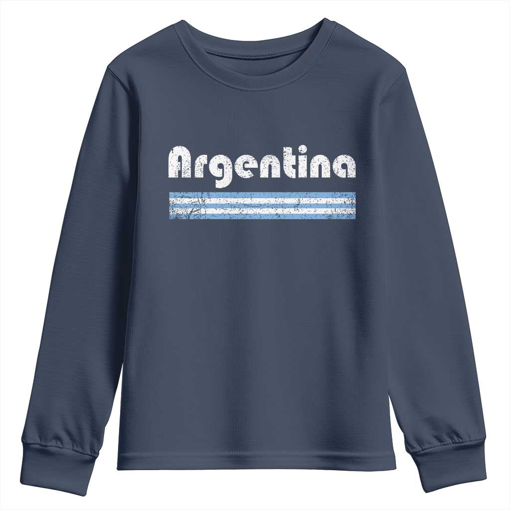 Vintage Argentina Retro Distressed Graphic Youth Sweatshirt Patriotic Argentine Heritage Pride Souvenir