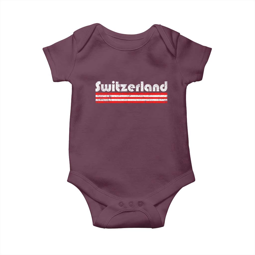 Vintage Switzerland Retro Distressed Graphic Baby Onesie Patriotic Swiss Heritage Pride Souvenir