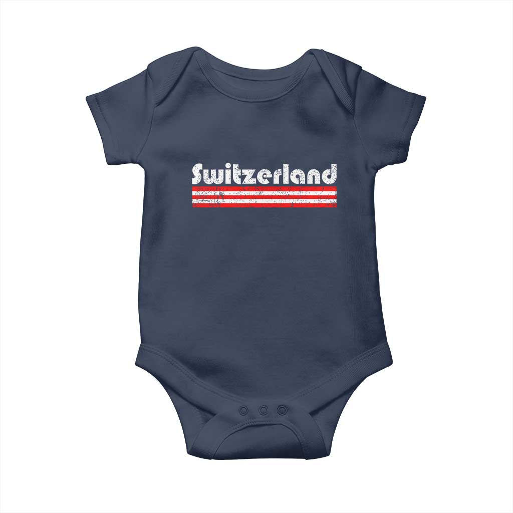 Vintage Switzerland Retro Distressed Graphic Baby Onesie Patriotic Swiss Heritage Pride Souvenir