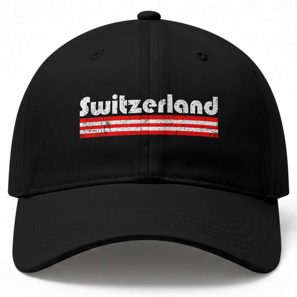 Vintage Switzerland Retro Distressed Graphic Baseball Cap Patriotic Swiss Heritage Pride Souvenir