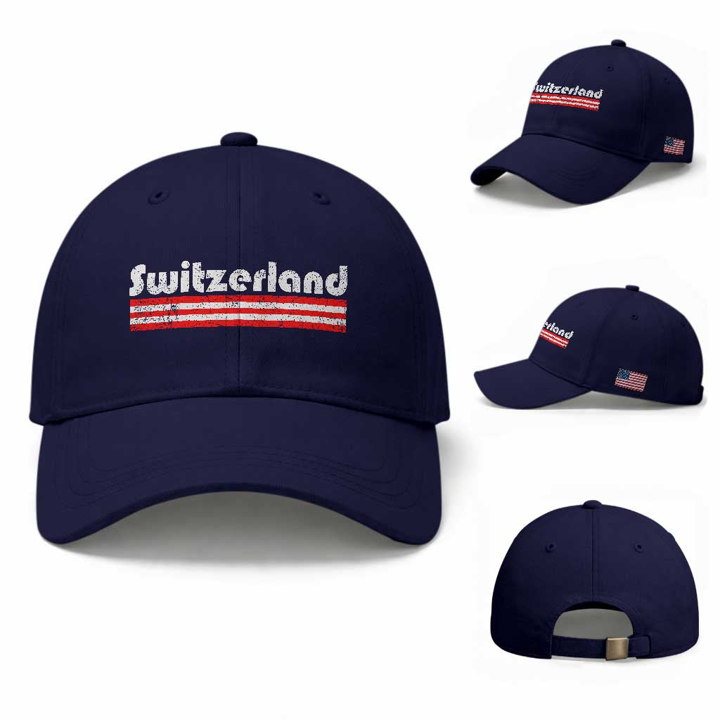 Vintage Switzerland Retro Distressed Graphic Baseball Cap Patriotic Swiss Heritage Pride Souvenir