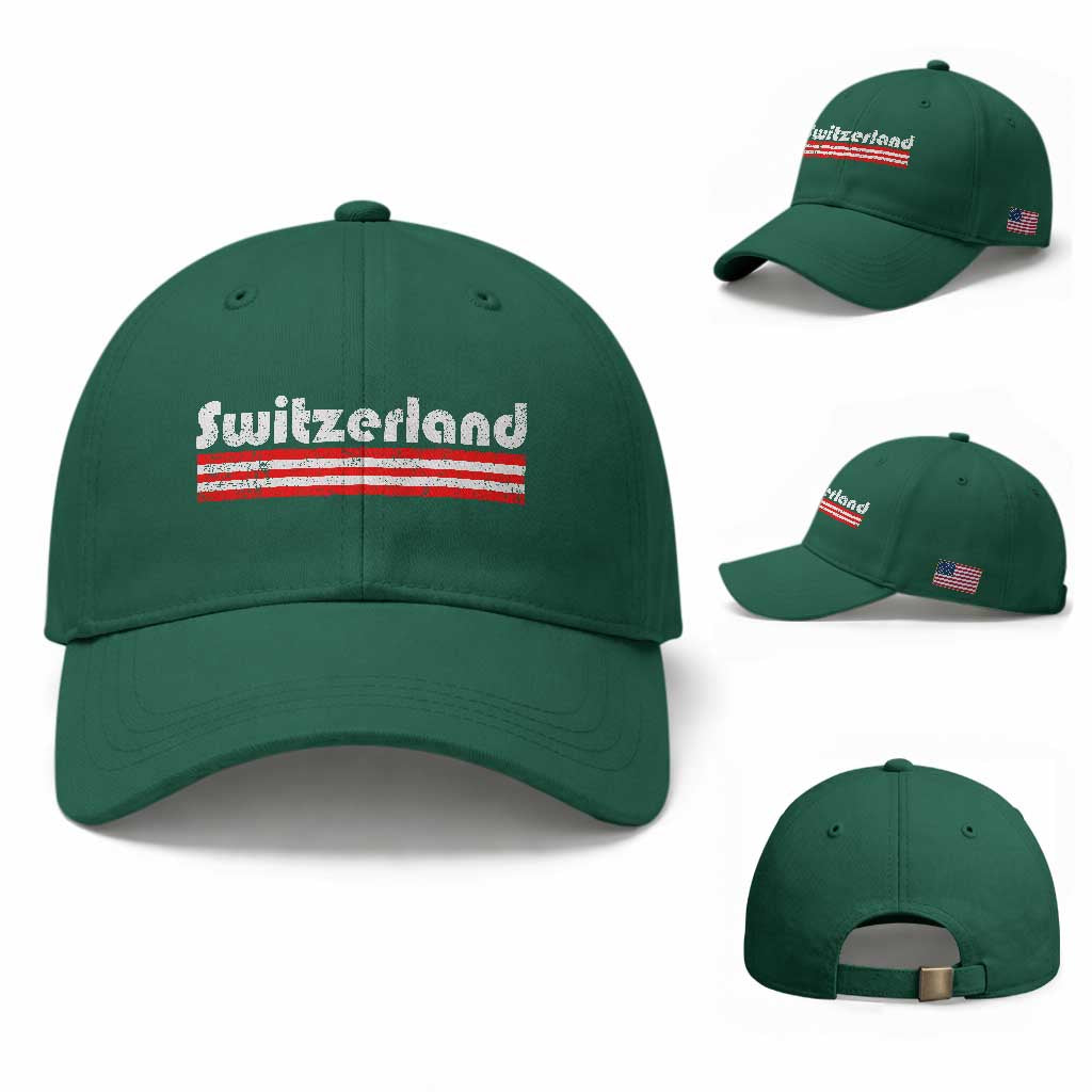 Vintage Switzerland Retro Distressed Graphic Baseball Cap Patriotic Swiss Heritage Pride Souvenir