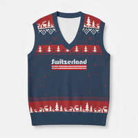 Vintage Switzerland Retro Distressed Graphic V-Neck Knit Sweater Vest Patriotic Swiss Heritage Pride Souvenir