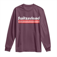 Vintage Switzerland Retro Distressed Graphic Long Sleeve Shirt Patriotic Swiss Heritage Pride Souvenir