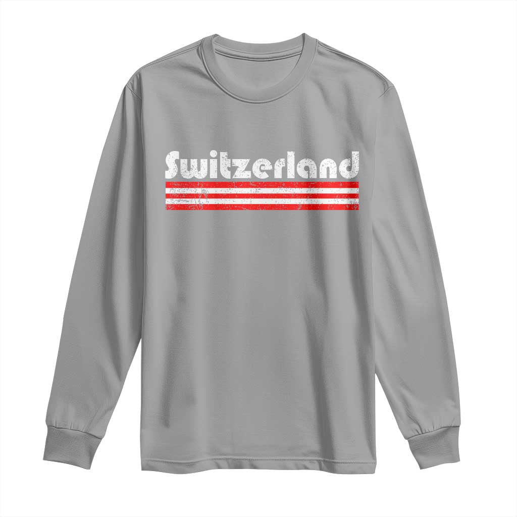 Vintage Switzerland Retro Distressed Graphic Long Sleeve Shirt Patriotic Swiss Heritage Pride Souvenir