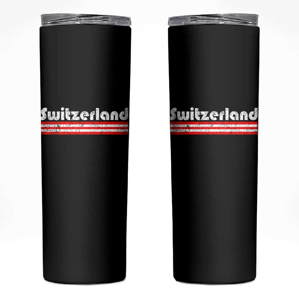 Vintage Switzerland Retro Distressed Graphic Skinny Tumbler Patriotic Swiss Heritage Pride Souvenir