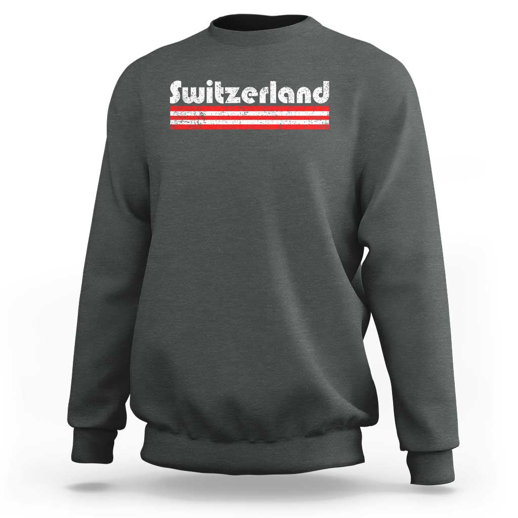 Vintage Switzerland Retro Distressed Graphic Sweatshirt Patriotic Swiss Heritage Pride Souvenir