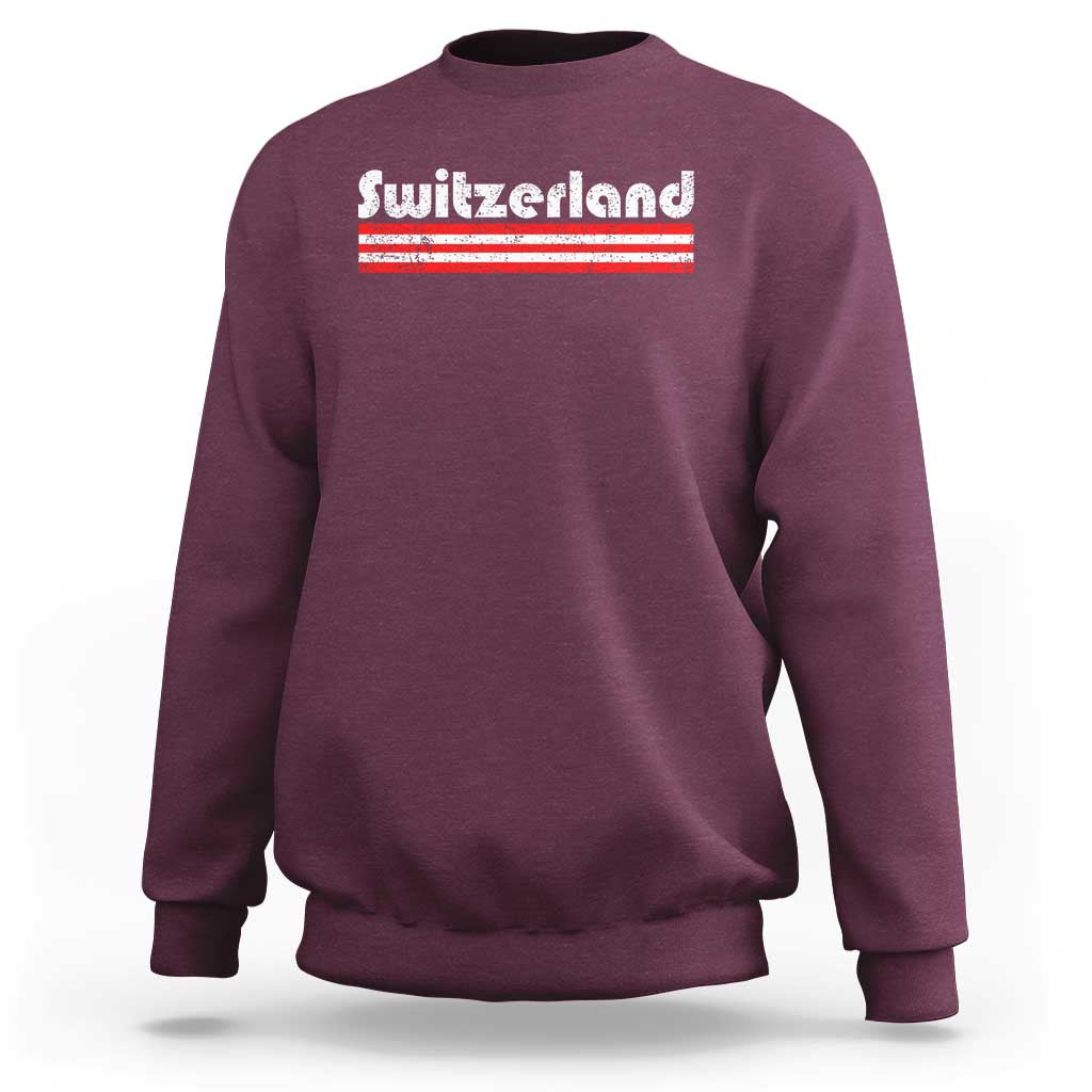 Vintage Switzerland Retro Distressed Graphic Sweatshirt Patriotic Swiss Heritage Pride Souvenir