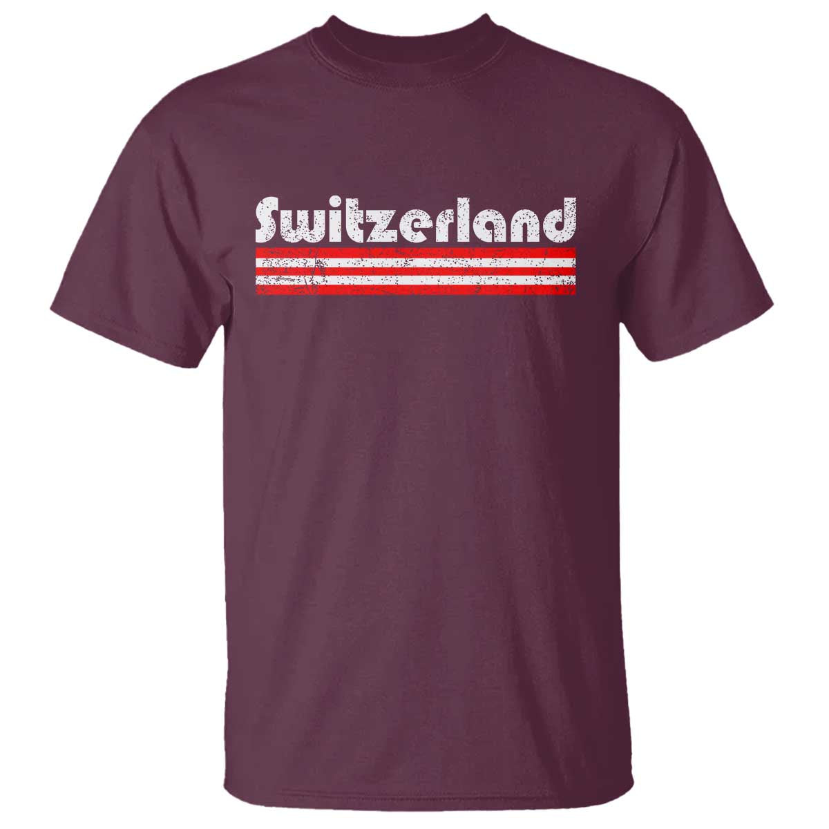 Vintage Switzerland Retro Distressed Graphic T Shirt Patriotic Swiss Heritage Pride Souvenir