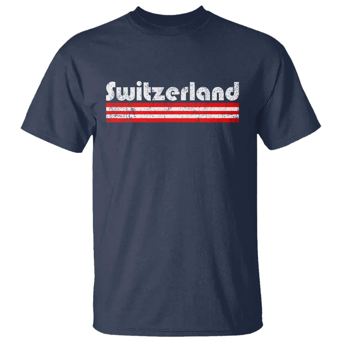 Vintage Switzerland Retro Distressed Graphic T Shirt Patriotic Swiss Heritage Pride Souvenir