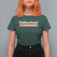 Vintage Switzerland Retro Distressed Graphic T Shirt For Women Patriotic Swiss Heritage Pride Souvenir