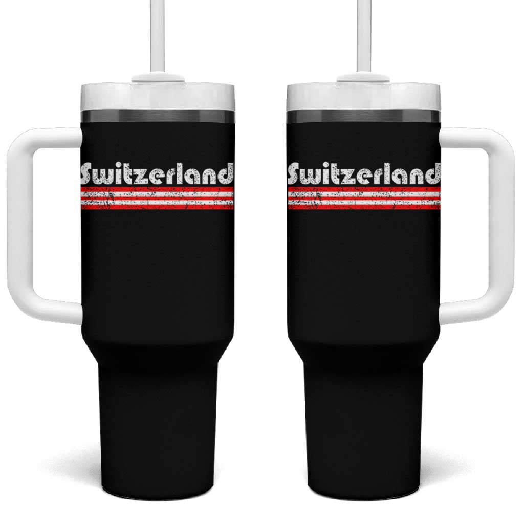 Vintage Switzerland Retro Distressed Graphic Tumbler With Handle Patriotic Swiss Heritage Pride Souvenir