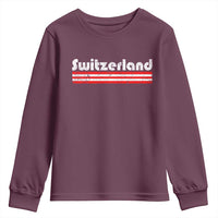 Vintage Switzerland Retro Distressed Graphic Youth Sweatshirt Patriotic Swiss Heritage Pride Souvenir