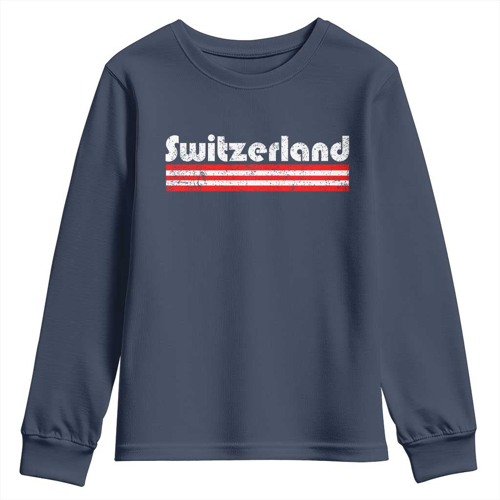 Vintage Switzerland Retro Distressed Graphic Youth Sweatshirt Patriotic Swiss Heritage Pride Souvenir