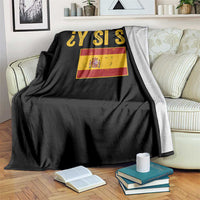 Funny Y Si Si Spain Flag Distressed Retro Graphic Throw Blanket What If Espanol Patriotic Spanish Espana Pride