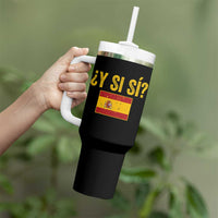 Funny Y Si Si Spain Flag Distressed Retro Graphic Tumbler With Handle What If Espanol Patriotic Spanish Espana Pride