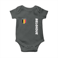 Minimalist Belgique Belgium Flag Shield Graphic Baby Onesie French Belgian Pride and European Heritage Souvenir