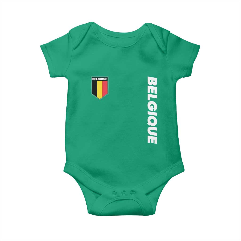 Minimalist Belgique Belgium Flag Shield Graphic Baby Onesie French Belgian Pride and European Heritage Souvenir