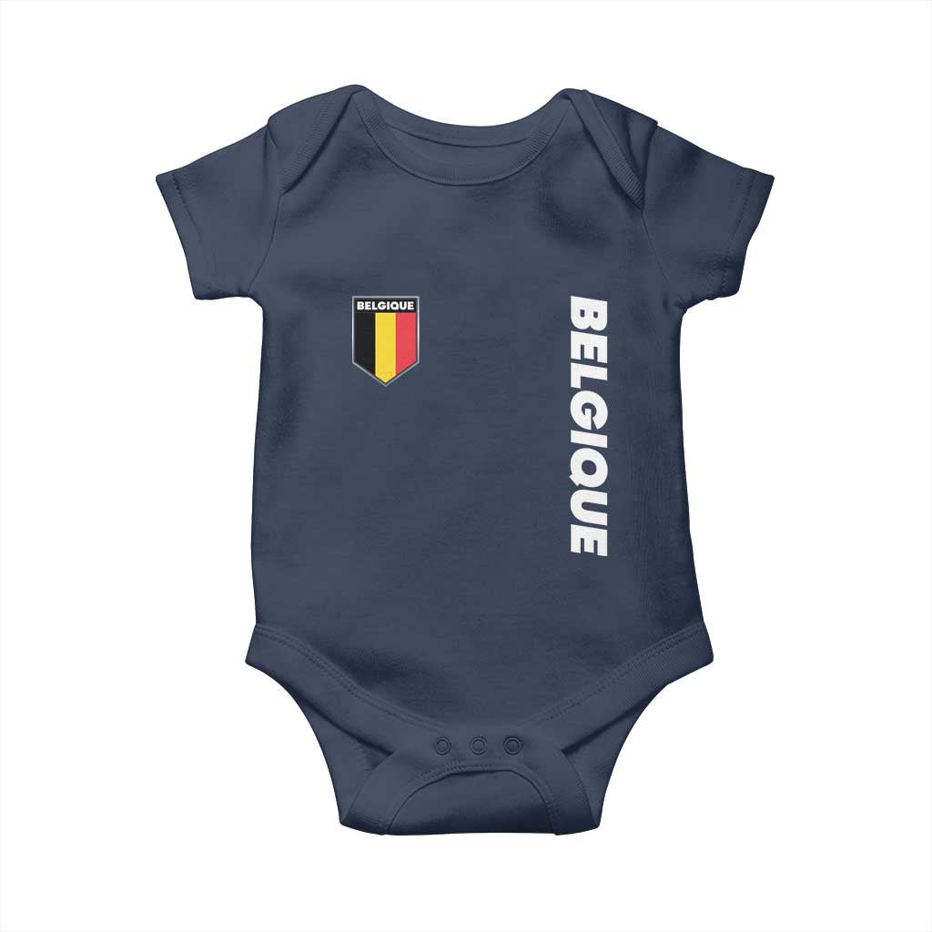 Minimalist Belgique Belgium Flag Shield Graphic Baby Onesie French Belgian Pride and European Heritage Souvenir