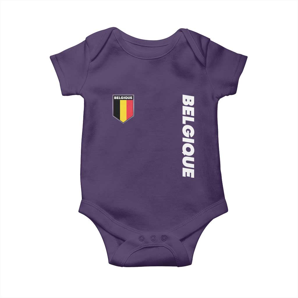 Minimalist Belgique Belgium Flag Shield Graphic Baby Onesie French Belgian Pride and European Heritage Souvenir
