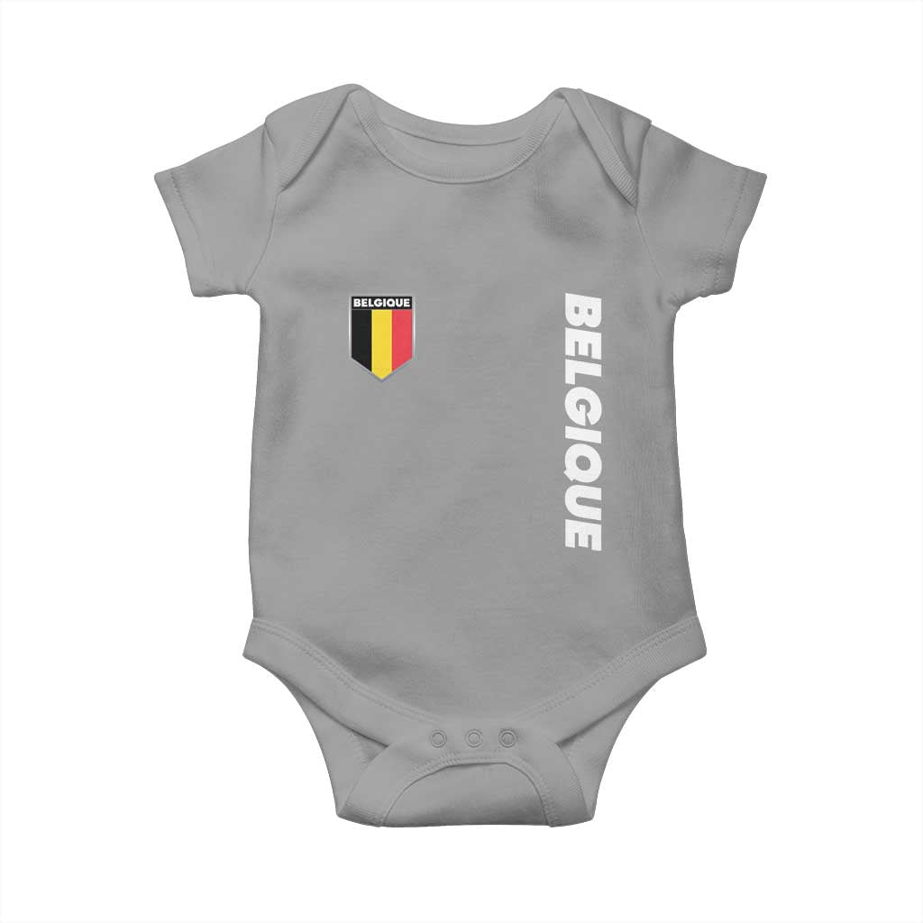 Minimalist Belgique Belgium Flag Shield Graphic Baby Onesie French Belgian Pride and European Heritage Souvenir
