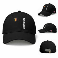 Belgique Belgium Flag Shield Minimalist Graphic Baseball Cap French Belgian Pride and European Heritage Souvenir