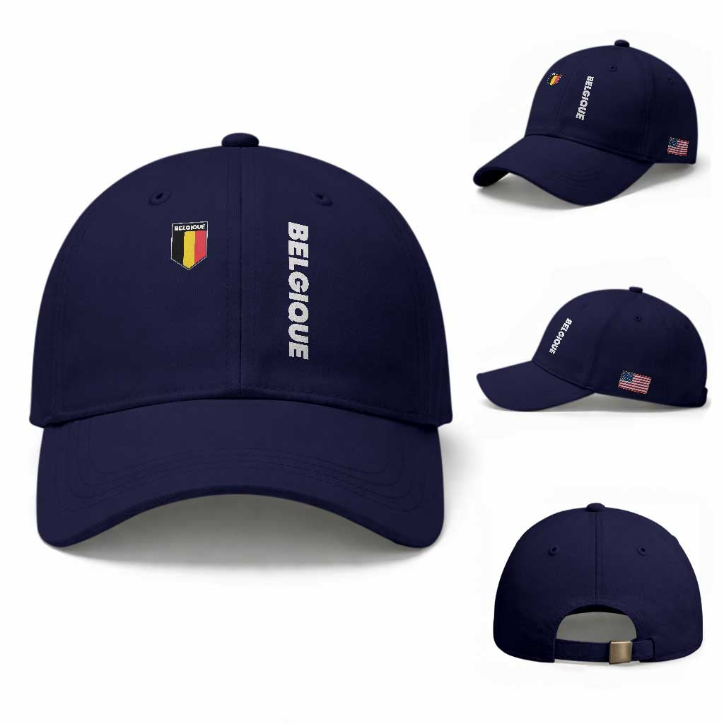 Belgique Belgium Flag Shield Minimalist Graphic Baseball Cap French Belgian Pride and European Heritage Souvenir