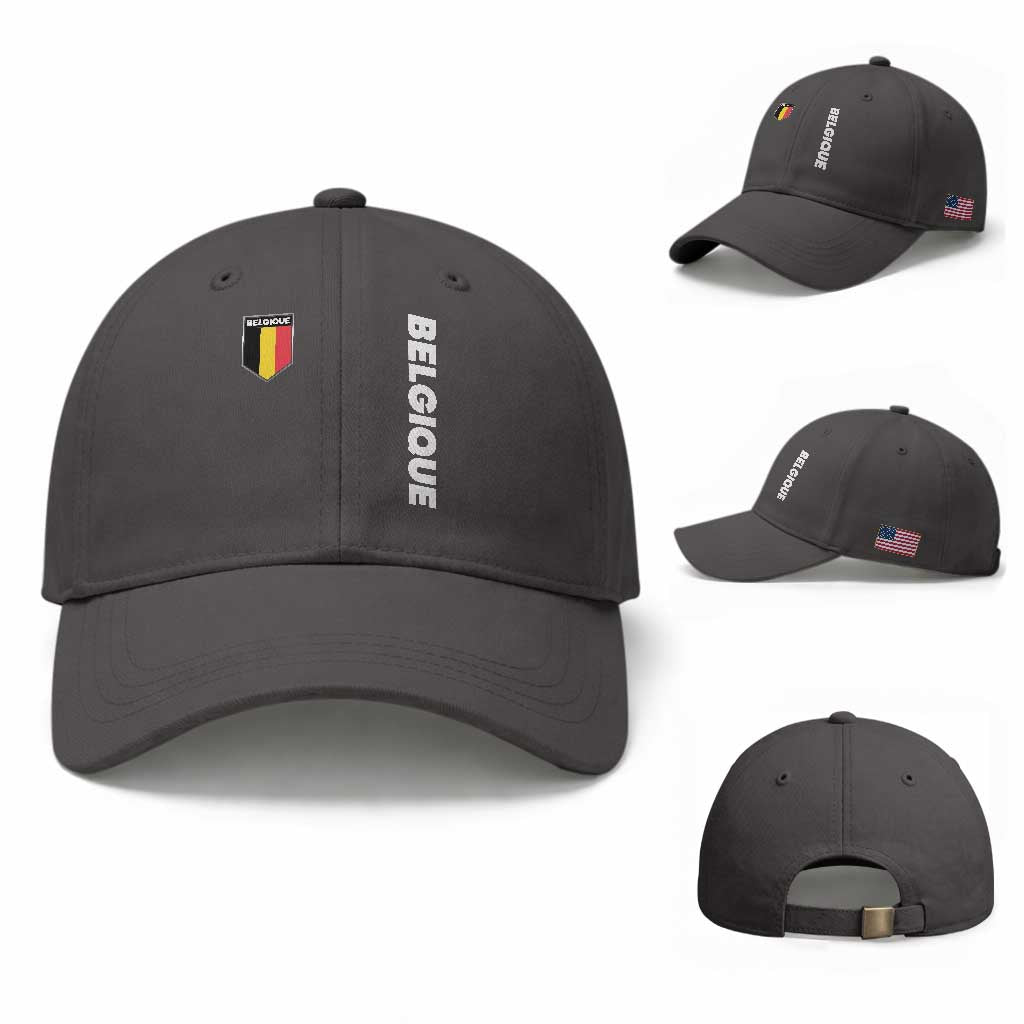 Belgique Belgium Flag Shield Minimalist Graphic Baseball Cap French Belgian Pride and European Heritage Souvenir