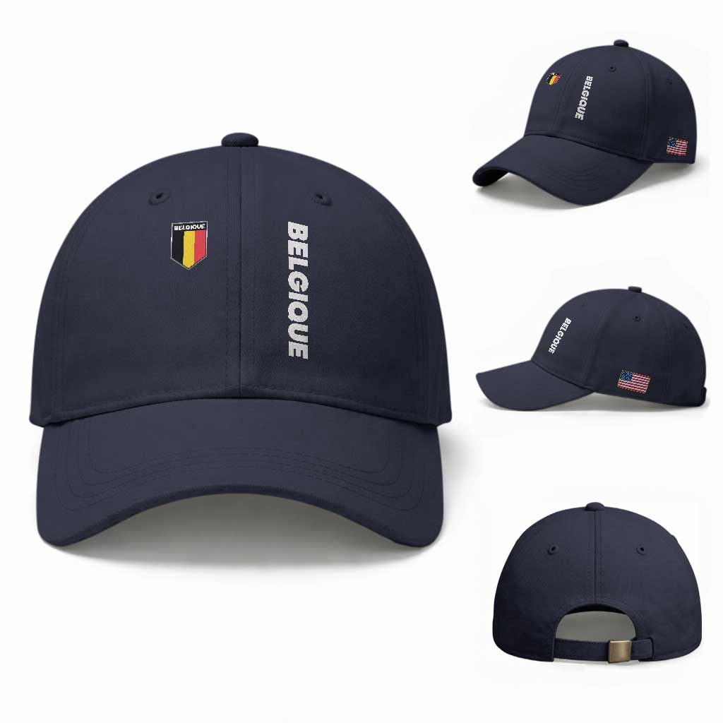 Belgique Belgium Flag Shield Minimalist Graphic Baseball Cap French Belgian Pride and European Heritage Souvenir