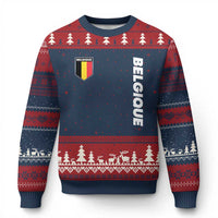 Belgique Belgium Flag Shield Minimalist Graphic Ugly Christmas Sweater French Belgian Pride and European Heritage Souvenir