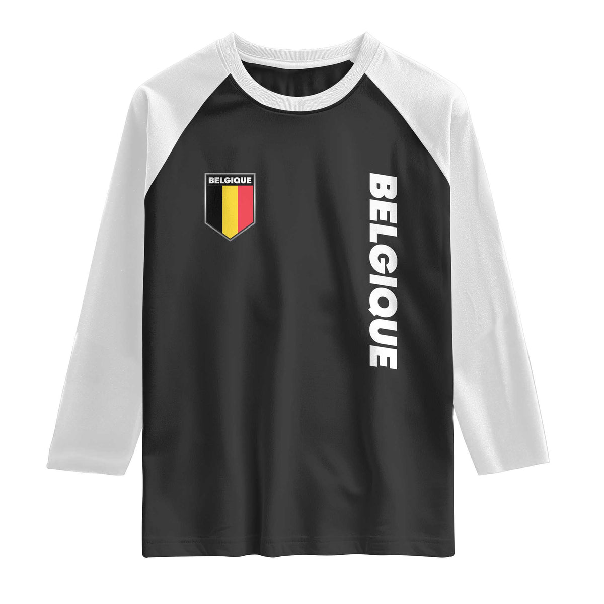 Belgique Belgium Flag Shield Minimalist Graphic Raglan Shirt French Belgian Pride and European Heritage Souvenir