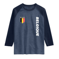 Belgique Belgium Flag Shield Minimalist Graphic Raglan Shirt French Belgian Pride and European Heritage Souvenir