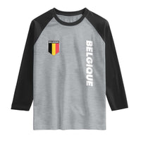 Belgique Belgium Flag Shield Minimalist Graphic Raglan Shirt French Belgian Pride and European Heritage Souvenir