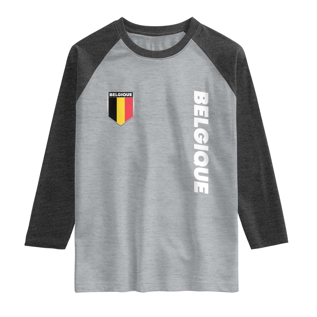 Belgique Belgium Flag Shield Minimalist Graphic Raglan Shirt French Belgian Pride and European Heritage Souvenir