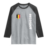 Belgique Belgium Flag Shield Minimalist Graphic Raglan Shirt French Belgian Pride and European Heritage Souvenir