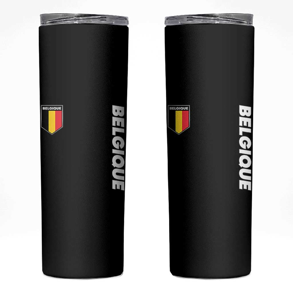 Belgique Belgium Flag Shield Minimalist Graphic Skinny Tumbler French Belgian Pride and European Heritage Souvenir