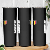 Belgique Belgium Flag Shield Minimalist Graphic Skinny Tumbler French Belgian Pride and European Heritage Souvenir