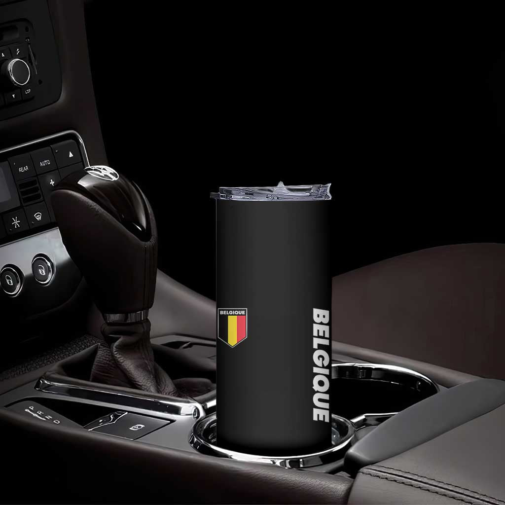 Belgique Belgium Flag Shield Minimalist Graphic Skinny Tumbler French Belgian Pride and European Heritage Souvenir