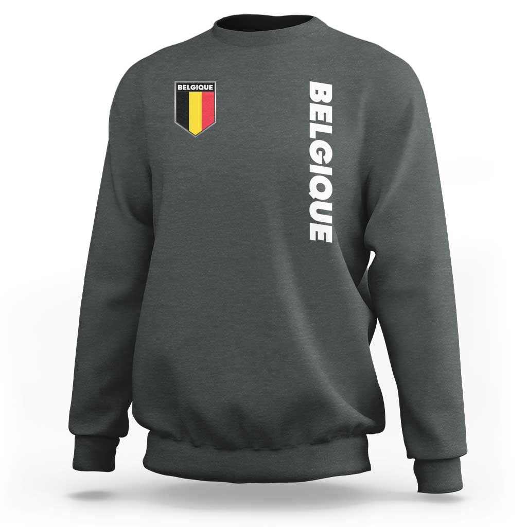 Minimalist Belgique Belgium Flag Shield Graphic Sweatshirt French Belgian Pride and European Heritage Souvenir