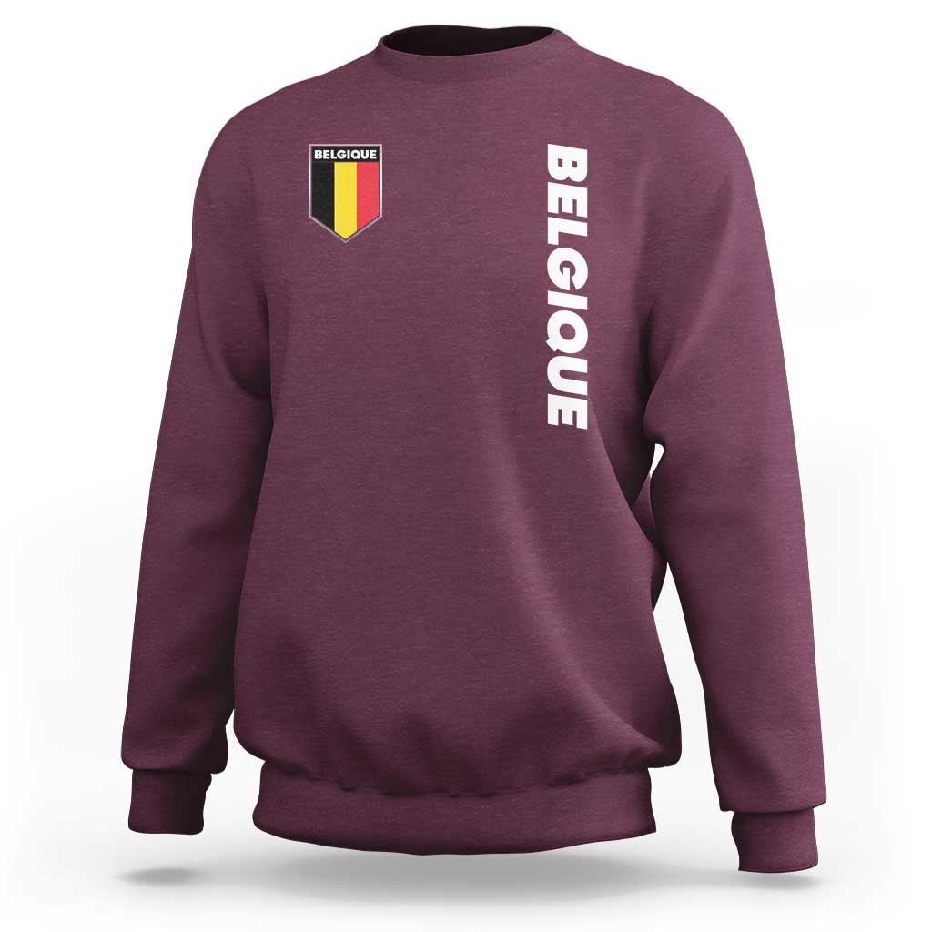 Minimalist Belgique Belgium Flag Shield Graphic Sweatshirt French Belgian Pride and European Heritage Souvenir