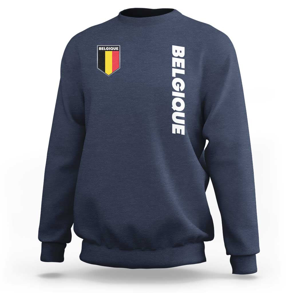 Minimalist Belgique Belgium Flag Shield Graphic Sweatshirt French Belgian Pride and European Heritage Souvenir