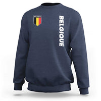 Minimalist Belgique Belgium Flag Shield Graphic Sweatshirt French Belgian Pride and European Heritage Souvenir