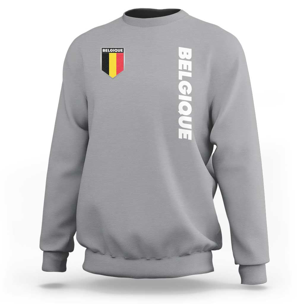 Minimalist Belgique Belgium Flag Shield Graphic Sweatshirt French Belgian Pride and European Heritage Souvenir
