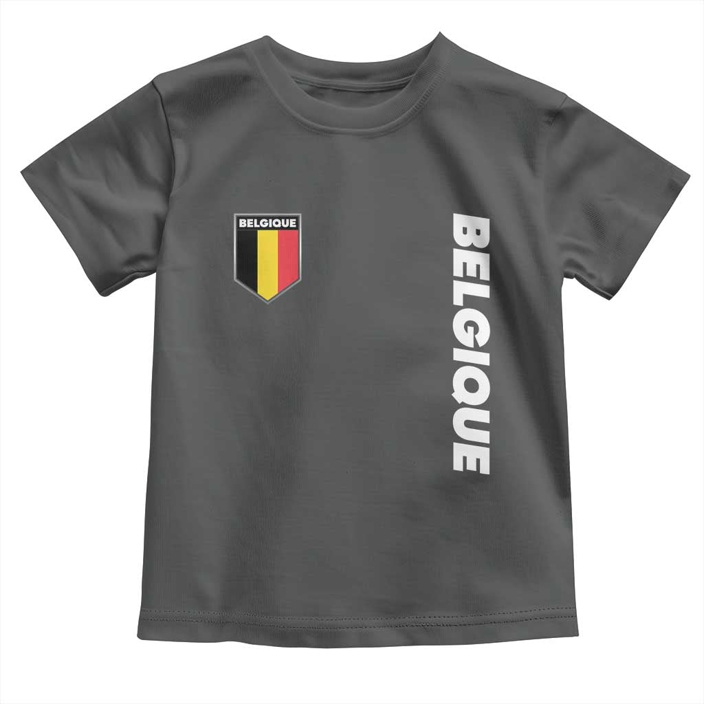 Minimalist Belgique Belgium Flag Shield Graphic Toddler T Shirt French Belgian Pride and European Heritage Souvenir