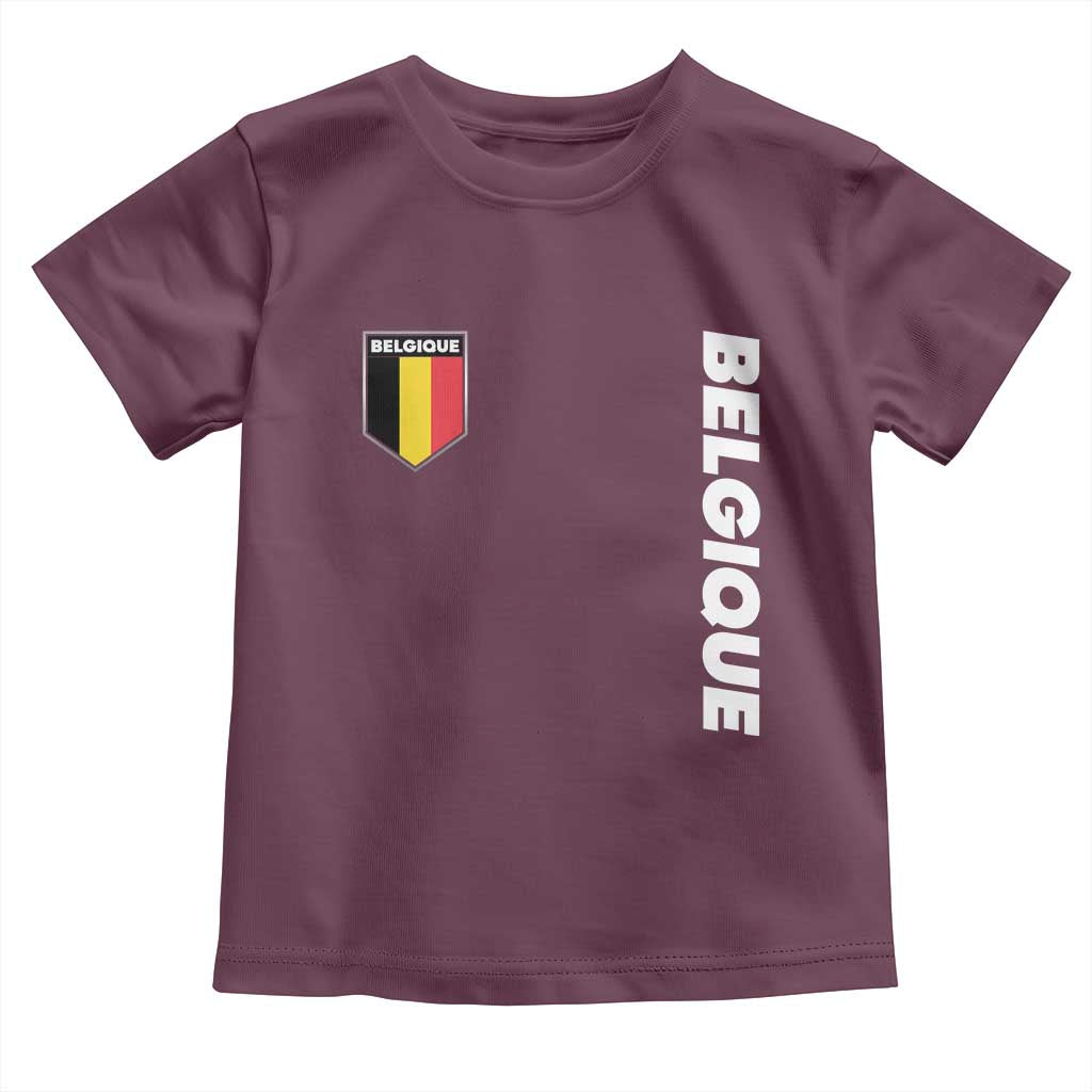 Minimalist Belgique Belgium Flag Shield Graphic Toddler T Shirt French Belgian Pride and European Heritage Souvenir