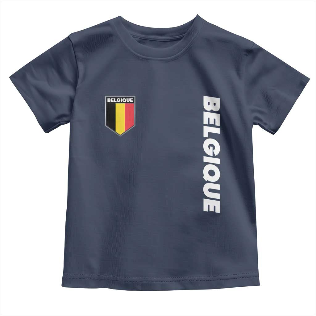Minimalist Belgique Belgium Flag Shield Graphic Toddler T Shirt French Belgian Pride and European Heritage Souvenir