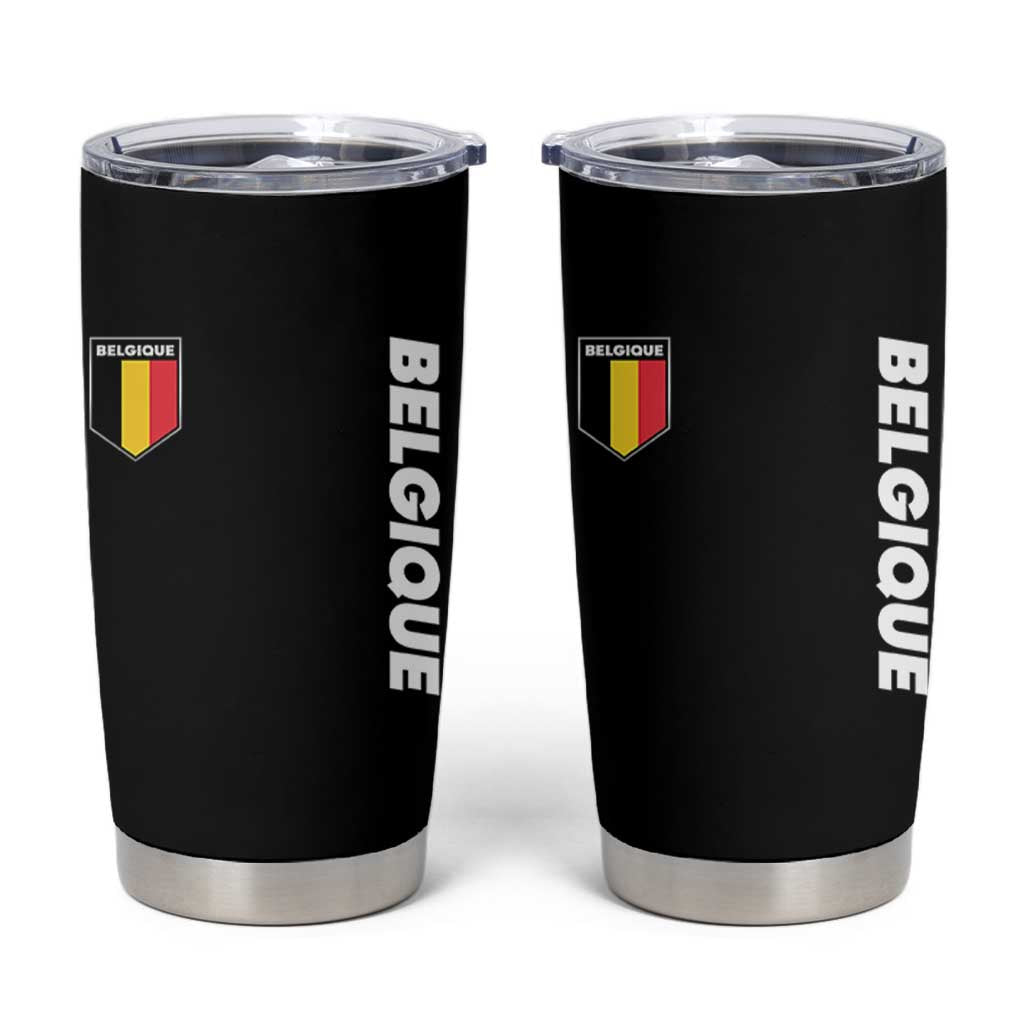 Belgique Belgium Flag Shield Minimalist Graphic Tumbler Cup French Belgian Pride and European Heritage Souvenir