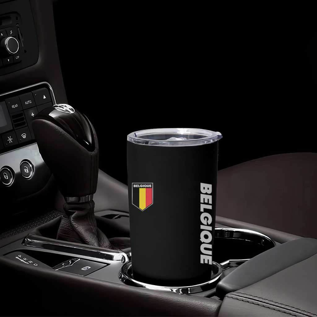 Belgique Belgium Flag Shield Minimalist Graphic Tumbler Cup French Belgian Pride and European Heritage Souvenir
