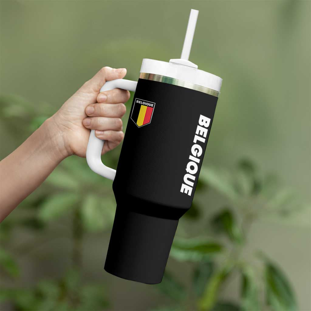 Belgique Belgium Flag Shield Minimalist Graphic Tumbler With Handle French Belgian Pride and European Heritage Souvenir